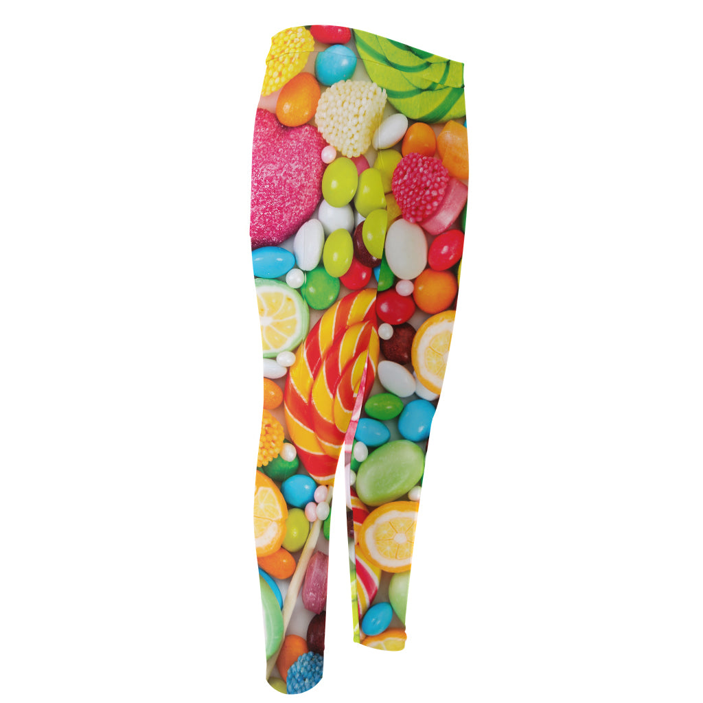 Colorful Lollipop And Candy Print Men's Compression Pants