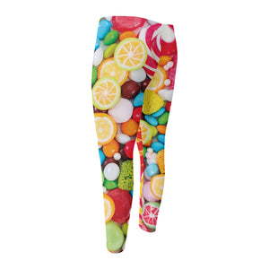 Colorful Lollipop And Candy Print Men's Compression Pants