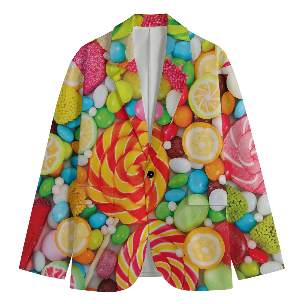 Colorful Lollipop And Candy Print Men's Cotton Blazer