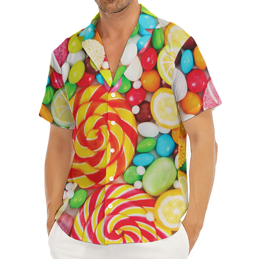 Colorful Lollipop And Candy Print Men's Deep V-Neck Shirt