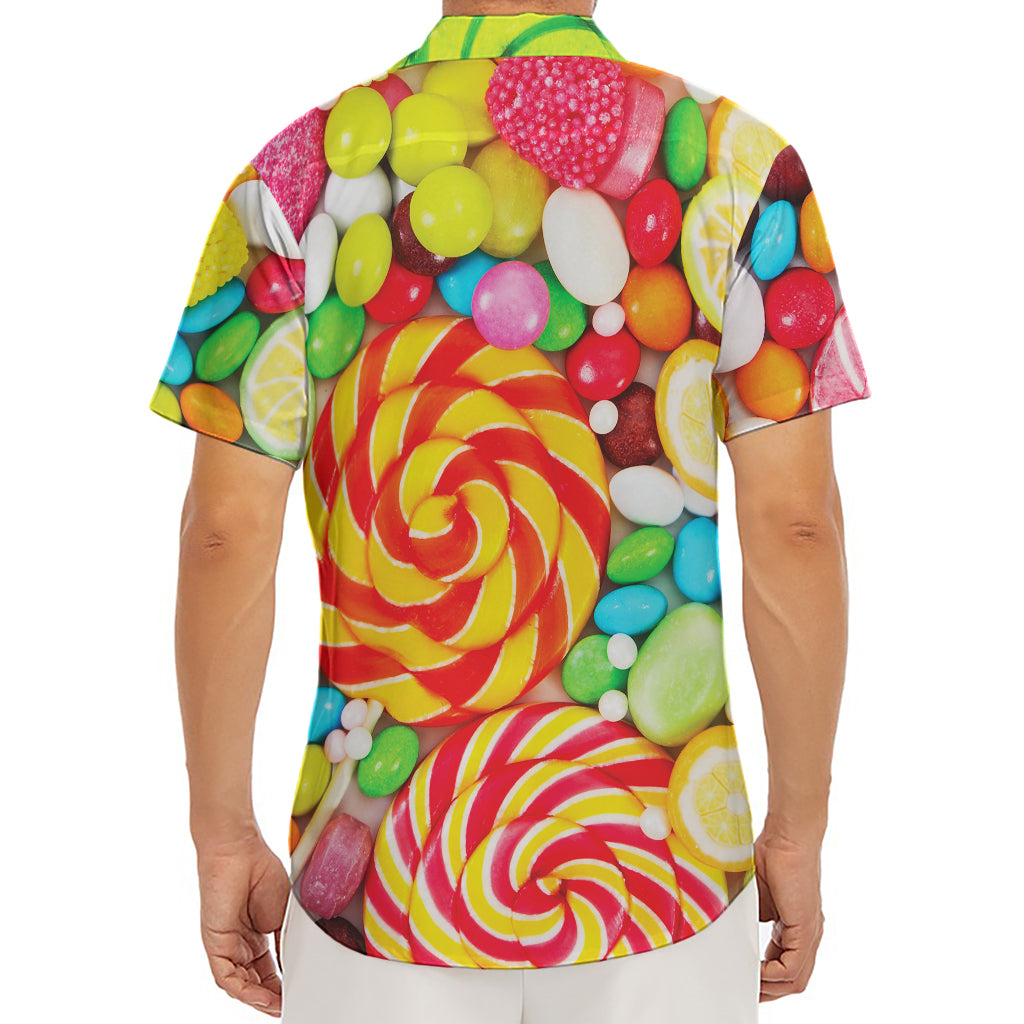 Colorful Lollipop And Candy Print Men's Deep V-Neck Shirt