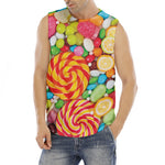 Colorful Lollipop And Candy Print Men's Fitness Tank Top