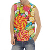 Colorful Lollipop And Candy Print Men's Fitness Tank Top