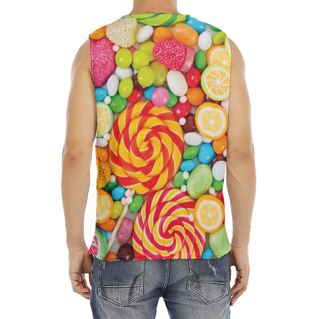 Colorful Lollipop And Candy Print Men's Fitness Tank Top