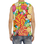 Colorful Lollipop And Candy Print Men's Fitness Tank Top