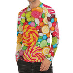 Colorful Lollipop And Candy Print Men's Long Sleeve Rash Guard