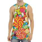 Colorful Lollipop And Candy Print Men's Muscle Tank Top