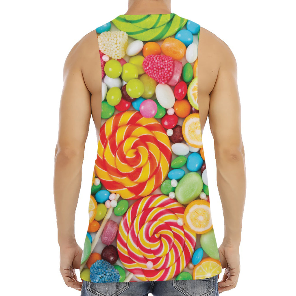 Colorful Lollipop And Candy Print Men's Muscle Tank Top