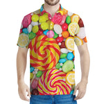 Colorful Lollipop And Candy Print Men's Polo Shirt