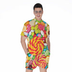 Colorful Lollipop And Candy Print Men's Rompers