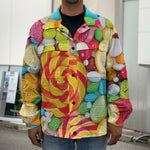 Colorful Lollipop And Candy Print Men's Shirt Jacket