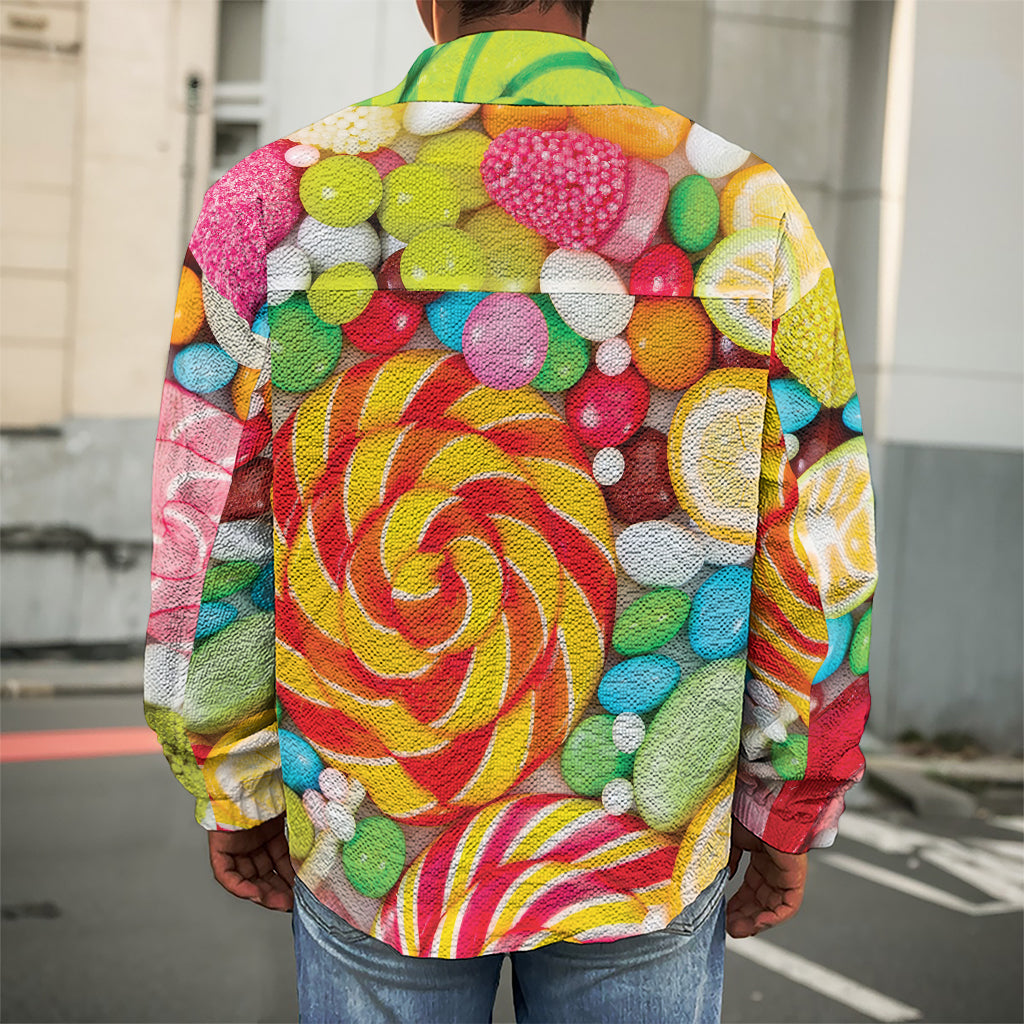 Colorful Lollipop And Candy Print Men's Shirt Jacket