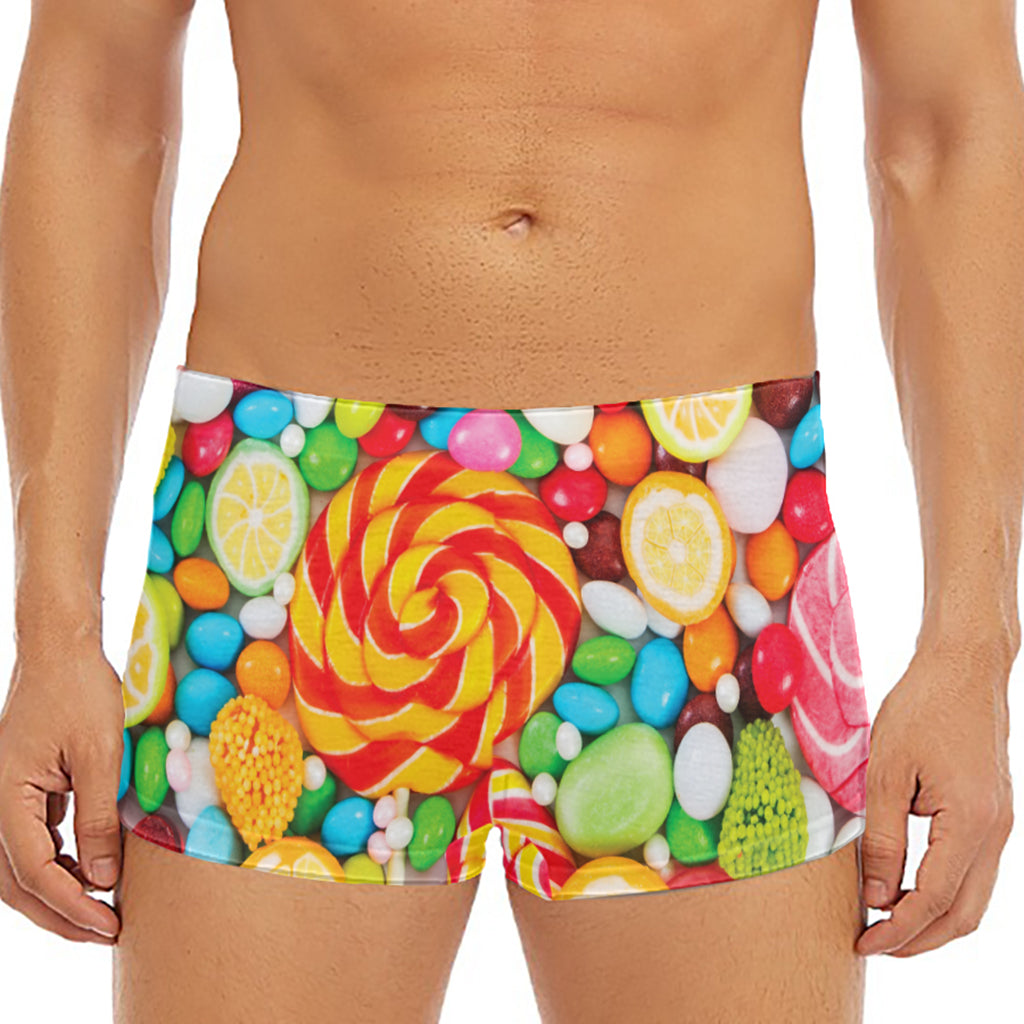 Colorful Lollipop And Candy Print Men's Short Boxer Briefs