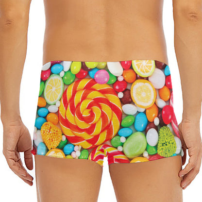 Colorful Lollipop And Candy Print Men's Short Boxer Briefs