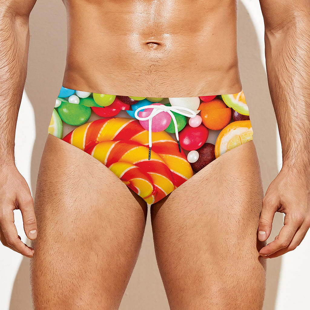 Colorful Lollipop And Candy Print Men's Swim Briefs