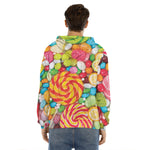 Colorful Lollipop And Candy Print Men's Velvet Pullover Hoodie
