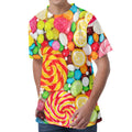 Colorful Lollipop And Candy Print Men's Velvet T-Shirt