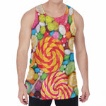 Colorful Lollipop And Candy Print Men's Velvet Tank Top