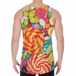 Colorful Lollipop And Candy Print Men's Velvet Tank Top