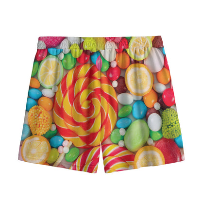 Colorful Lollipop And Candy Print Mesh Shorts