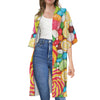 Colorful Lollipop And Candy Print Open Front Beach Cover Up