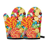 Colorful Lollipop And Candy Print Oven Mitts