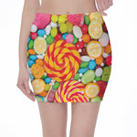 Colorful Lollipop And Candy Print Pencil Mini Skirt