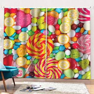 Colorful Lollipop And Candy Print Pencil Pleat Curtains