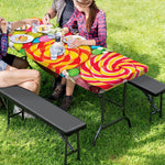 Colorful Lollipop And Candy Print Picnic Table Cover