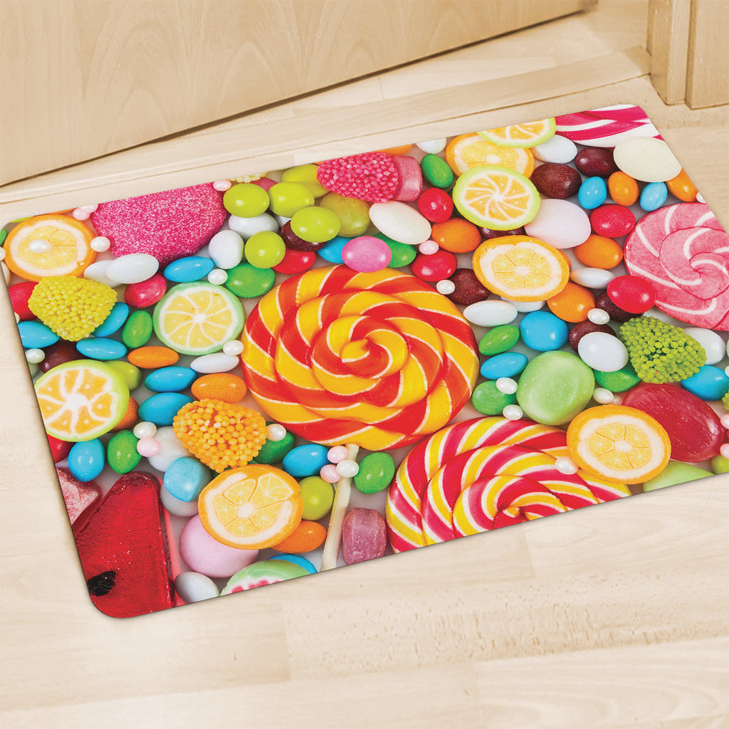 Colorful Lollipop And Candy Print Polyester Doormat