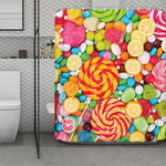 Colorful Lollipop And Candy Print Polyester Shower Curtain