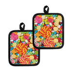 Colorful Lollipop And Candy Print Pot Holders