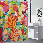 Colorful Lollipop And Candy Print Premium Shower Curtain