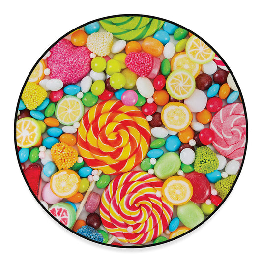 Colorful Lollipop And Candy Print Round Floor Mat
