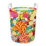 Colorful Lollipop And Candy Print Round Laundry Basket