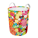 Colorful Lollipop And Candy Print Round Laundry Basket