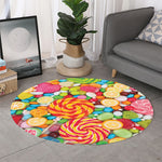 Colorful Lollipop And Candy Print Round Rug