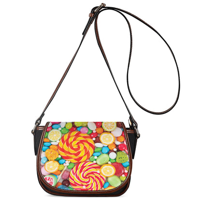 Colorful Lollipop And Candy Print Saddle Bag