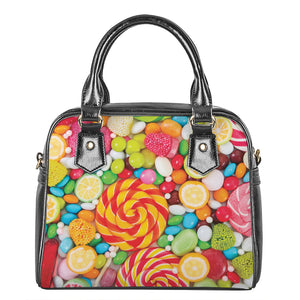 Colorful Lollipop And Candy Print Shoulder Handbag