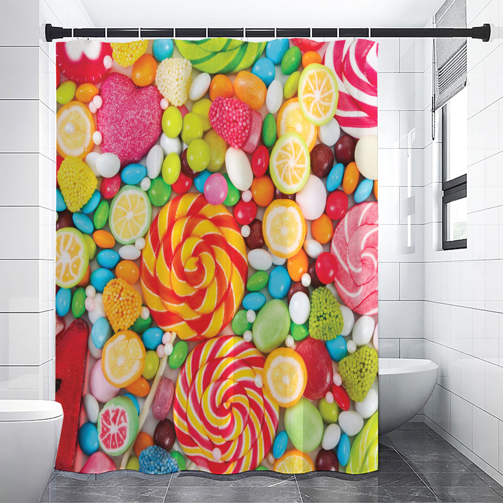 Colorful Lollipop And Candy Print Shower Curtain