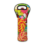 Colorful Lollipop And Candy Print Single Neoprene Wine Tote