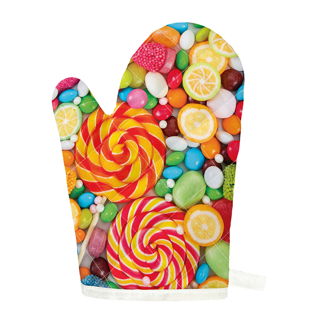 Colorful Lollipop And Candy Print Single Oven Mitt