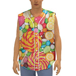 Colorful Lollipop And Candy Print Sleeveless Baseball Jersey