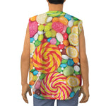 Colorful Lollipop And Candy Print Sleeveless Baseball Jersey