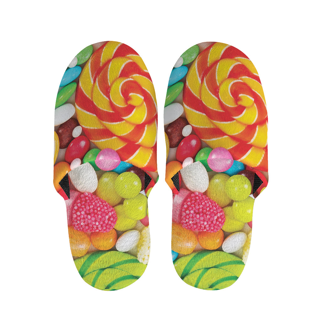 Colorful Lollipop And Candy Print Slippers