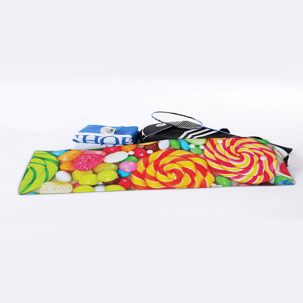 Colorful Lollipop And Candy Print Sports Towel