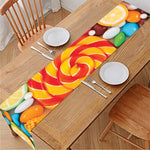 Colorful Lollipop And Candy Print Table Runner