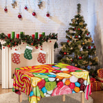 Colorful Lollipop And Candy Print Tablecloth
