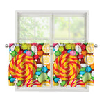 Colorful Lollipop And Candy Print Tier Curtains