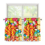 Colorful Lollipop And Candy Print Tier Curtains